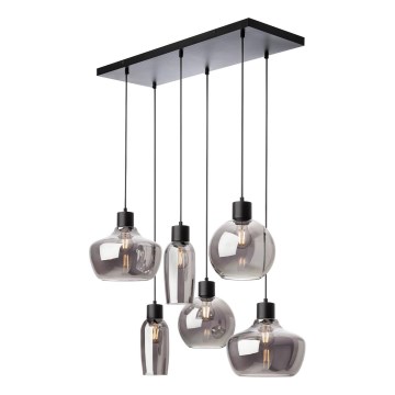 Redo 01-4047 - Ljuskrona med textilsladd ATLANTIS 6xE27/42W/230V svart