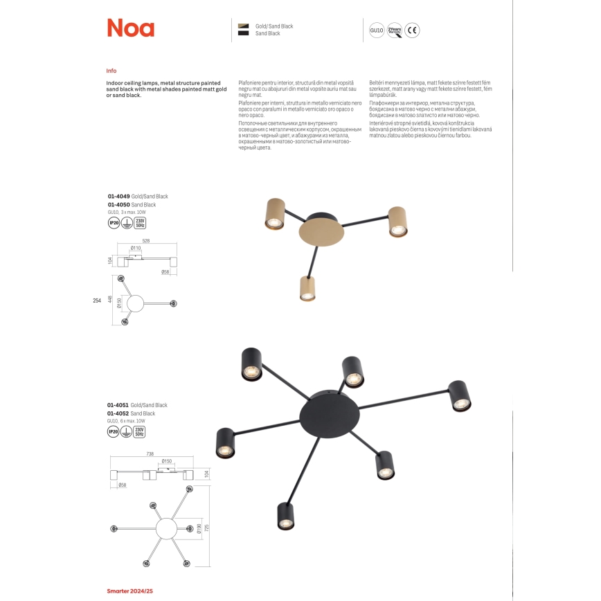 Redo 01-4049 - Spotlight NOA 3xGU10/10W/230V guld