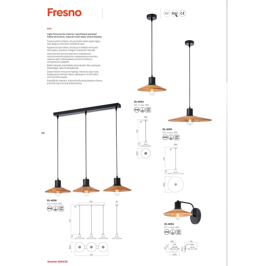 Redo 01-4053 - Vägglampa FRESNO 1xE27/42W/230V