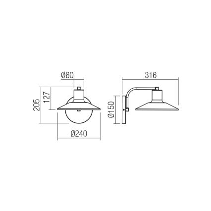 Redo 01-4053 - Vägglampa FRESNO 1xE27/42W/230V