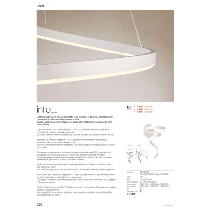 Redo 01-4281 - LED-dimbar golvlampa SCROLL LED/30W/230V 3000K/4000K/6000K CRI 90 vit