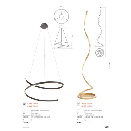 Redo 01-4281 - LED-dimbar golvlampa SCROLL LED/30W/230V 3000K/4000K/6000K CRI 90 vit