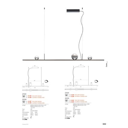 Redo 01-4301 - LED-dimmbar hänglampa på vajer DUNE LED/48W/230V 3000K CRI 90 vit/guld