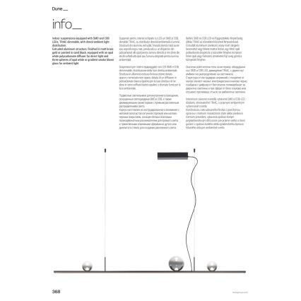 Redo 01-4302 - Dimbara LED-pendel på vajer DUNE LED/48W/230V 3000K CRI 90 svart/rökfärgad