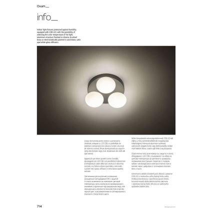 Redo 01-4307 - LED-taklampa för badrum OVUM 3xLED/5W/230V 3000/4000K CRI 90 Ø 24 cm IP44 vit/mässing