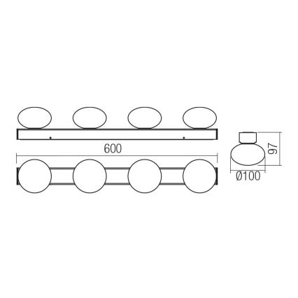 Redo 01-4309 - LED-badrumstaklampa OVUM 4xLED/5W/230V 3000/4000K CRI 90 IP44 vit/blank krom