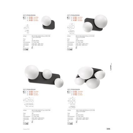 Redo 01-4330 - LED-vägglampa LUMIEN 3xLED/18W/230V 2700/3000K CRI 90 vit/svart