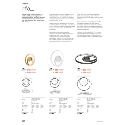 Redo 01-4354 - Dimmbar väggarmatur TORSION LED/30W/230V 2700/3000/4000K CRI 90 vit