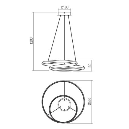 Redo 01-4360 - LED-dimmbar pendellampa med vajer TORSION LED/40W/230V 2700/3000/4000K CRI 90 Ø 56 cm vit