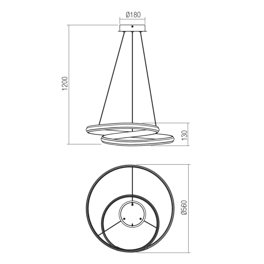 Redo 01-4360 - LED-dimmbar pendellampa med vajer TORSION LED/40W/230V 2700/3000/4000K CRI 90 Ø 56 cm vit