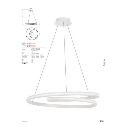 Redo 01-4365 - LED-dimmbar takpendel med wire TORSION LED/60W/230V 2700/3000/4000K CRI 90 Ø 75,2 cm svart