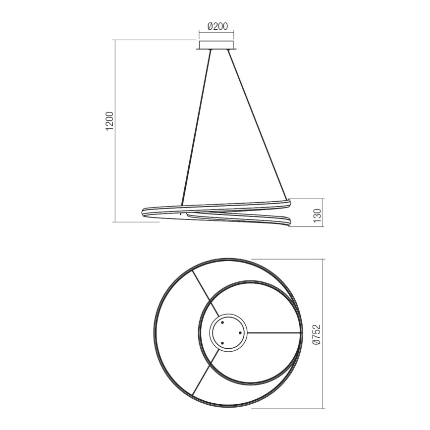 Redo 01-4365 - LED-dimmbar takpendel med wire TORSION LED/60W/230V 2700/3000/4000K CRI 90 Ø 75,2 cm svart