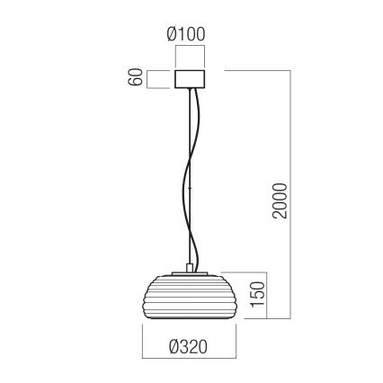 Redo 01-4541 - ONDULA dimbar LED-pendel LED/12W/230V 2700K/3000K CRI 90 Ø 32 cm svart/rökfärgad