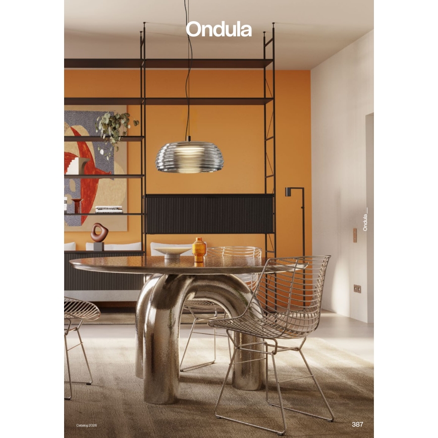 Redo 01-4543 - Dimbar ONDULA LED/16W/230V 2700K/3000K CRI 90 pendellampa på vajer Ø 41 cm svart/rökfärgad