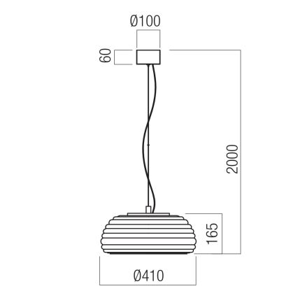 Redo 01-4543 - Dimbar ONDULA LED/16W/230V 2700K/3000K CRI 90 pendellampa på vajer Ø 41 cm svart/rökfärgad