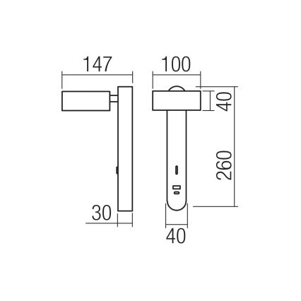 Redo 01-4643 - LED-vägglampa SADES LED/6W/230V CRI 90 USB svart