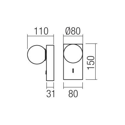 Redo 01-4659 - LED vägglampa NORMA LED/5W/230V CRI 90 USB vit/svart