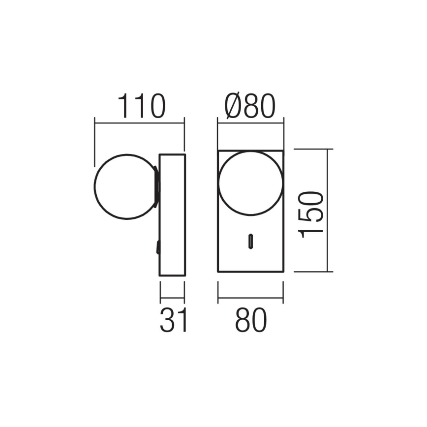 Redo 01-4659 - LED vägglampa NORMA LED/5W/230V CRI 90 USB vit/svart