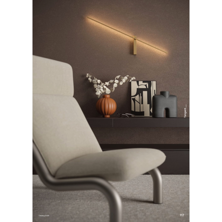 Redo 01-4672 - LED-väggarmatur TANGENT LED/6W/230V 2700/2850/3000K 73 cm CRI 90 guld