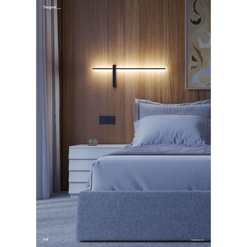 Redo 01-4675 - LED-vägglampa TANGENT LED/9W/230V 2700/2850/3000K 73 cm CRI 90 svart
