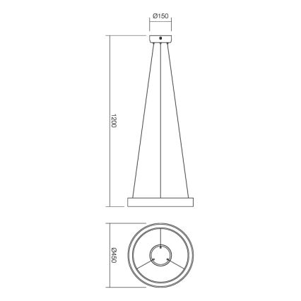Redo 01-671 - LED ljuskrona med textilsladd LOOP LED/38W/230V diameter 45 cm vit