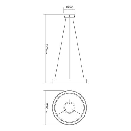 Redo 01-672 - LED ljuskrona med textilsladd LOOP LED/48W/230V diameter 60 cm vit