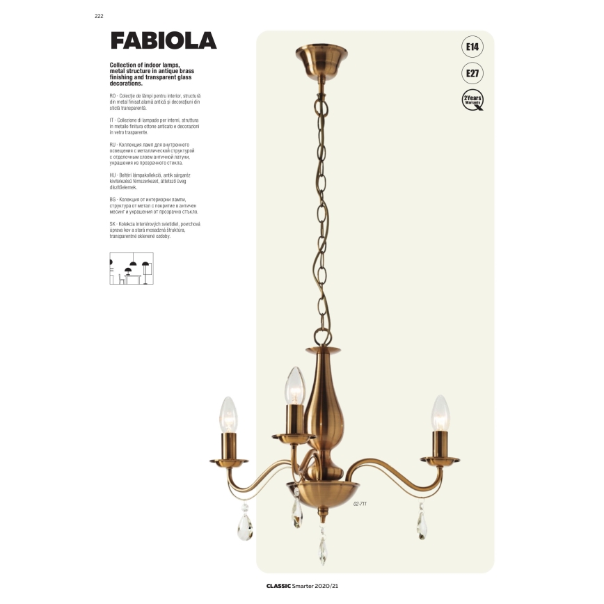 Redo 02-710 - Vägglampa FABIOLA 2xE14/28W/230V