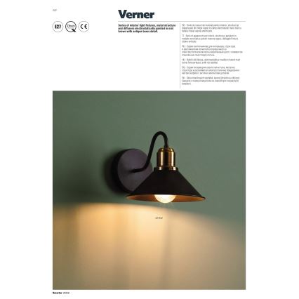 redo 02-934 - Väggbelysning VERNER 1xE27/42W/230V