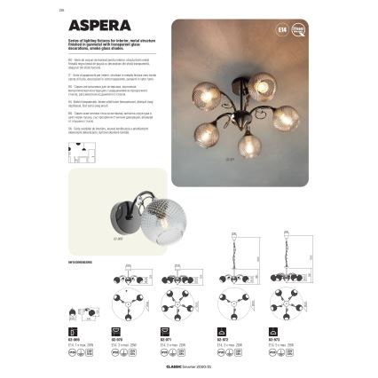 Redo 02-972 - Kronlampa ASPERA med kedja, 3xE14/28W/230V, Ø 52 cm, svart