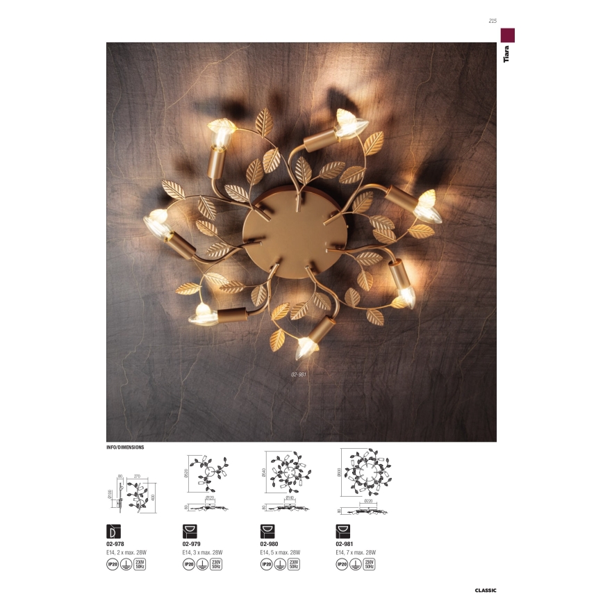 Redo 02-981 - Fäst ljuskrona TIARA 7xE14/28W/230V