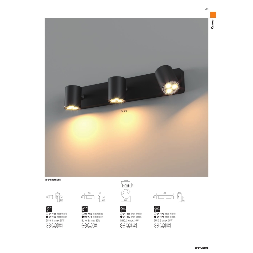 Redo 04-469 - Spotlampa CAMEO 2xGU10/35W/230V vit
