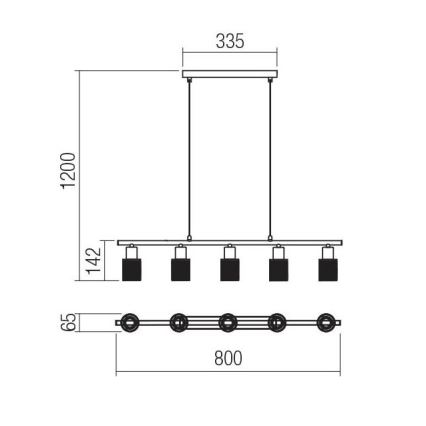 Redo 04-509 - Pendellampa VERTIGO med vajerupphängning 5xE14/28W/230V blank krom/vit