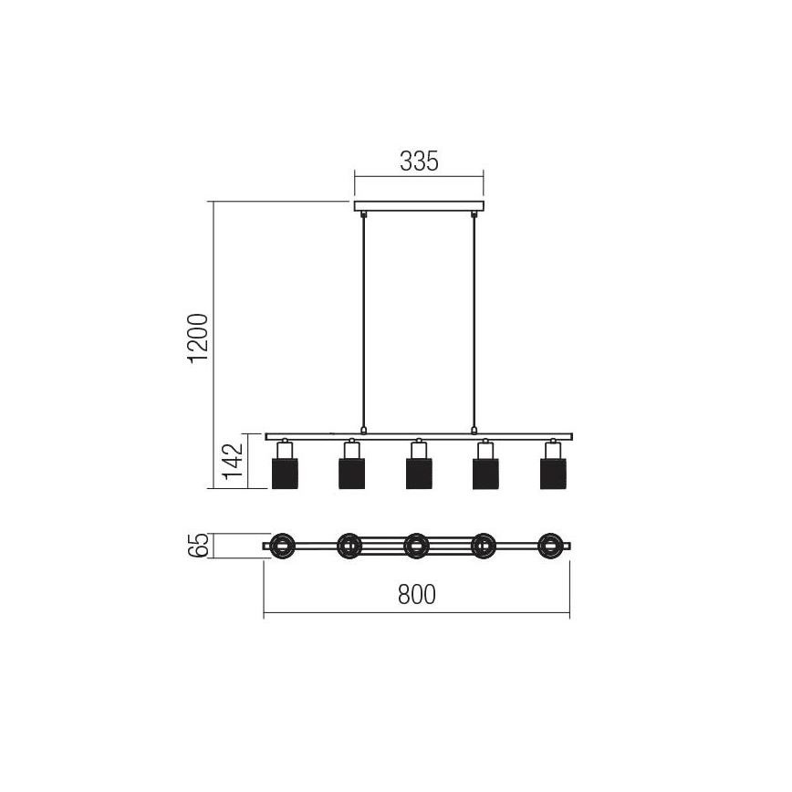 Redo 04-509 - Pendellampa VERTIGO med vajerupphängning 5xE14/28W/230V blank krom/vit