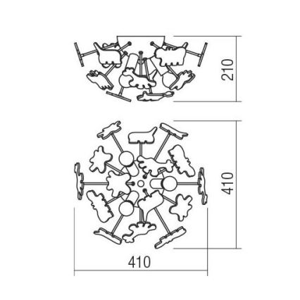 Redo 04-514 - Taklampa för barn SAFARI 3xE14/28W/230V Ø 41 cm, flerfärgad