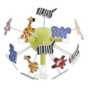 Redo 04-514 - Taklampa för barn SAFARI 3xE14/28W/230V Ø 41 cm, flerfärgad