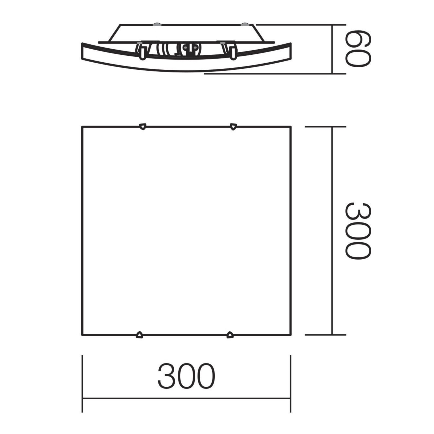 Redo 05-904 - Taklampa ISIDE 1xE27/42W/230V 30x30 cm klar