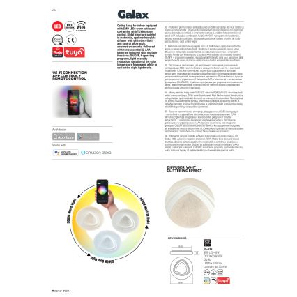 Redo 05-919 - Dimbart LED-takarmatur GALAX LED/48W/230V 3000-6500K Wi-Fi Tuya Ø 48 cm vit + fjärrkontroll