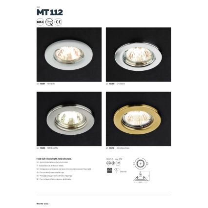 Redo 70307 - Infälld taklampa MT 1xGU5,3/50W/12V vit