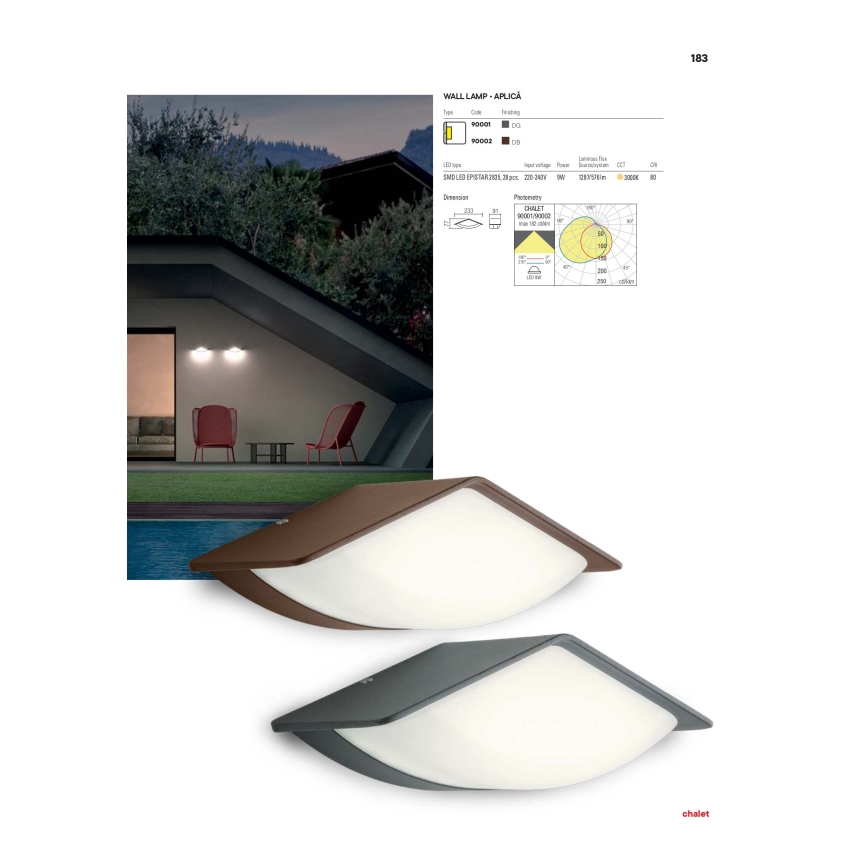 Redo 90001 - CHALET LED utomhusvägglampa LED/8W/230V IP54