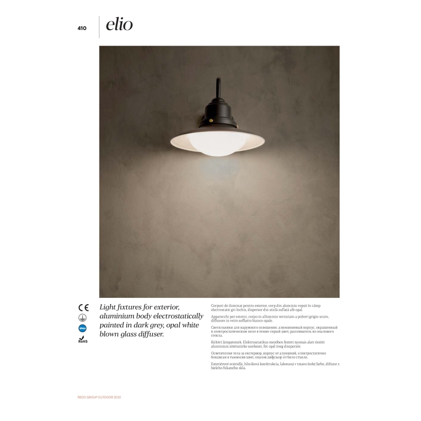 Redo 90093 - ELIO utomhusvägglampa 1xE27/42W/230V IP44