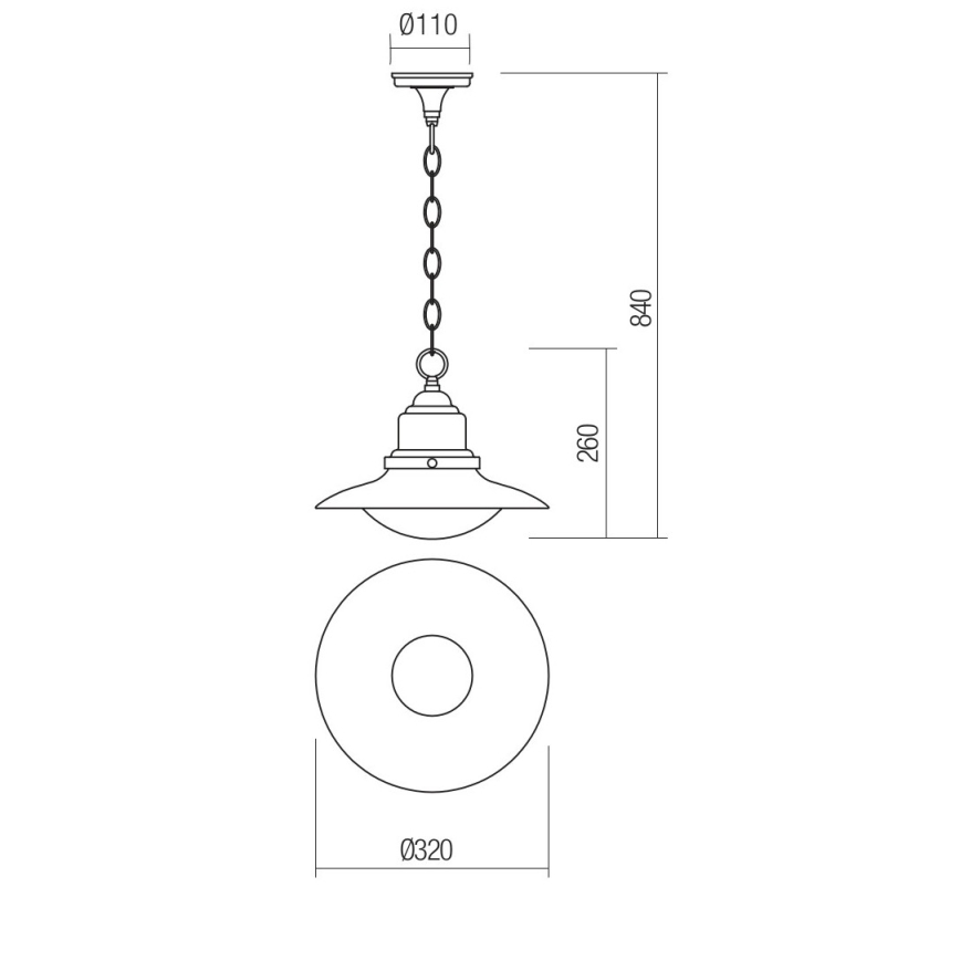 redo 90094 - Utomhus Ljuskrona med kedja ELIO 1xE27/42W/230V IP44
