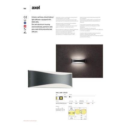Redo 90126 - LED utomhusvägglampa AXEL LED/7W/230V 3000 IP65 antracit