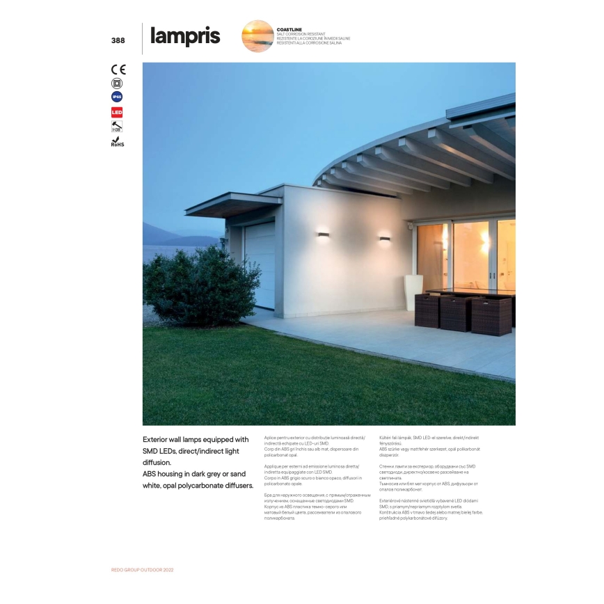 redo 90153 - LED Utomhus Väggbelysning ljusRIS 1xLED/9W/230V IP65