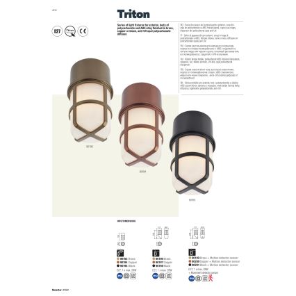 Redo 90194 - Utomhusspot TRITON 1xE27/28W/230V IP54 koppar