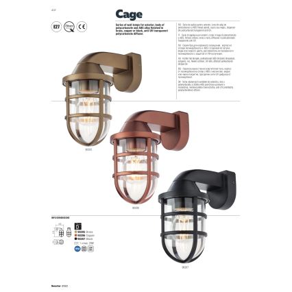 Redo 90207 - Utomhus vägglampa CAGE 1xE27/28W/230V IP44 svart
