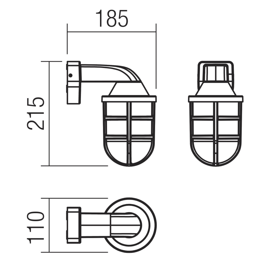 Redo 90207 - Utomhus vägglampa CAGE 1xE27/28W/230V IP44 svart