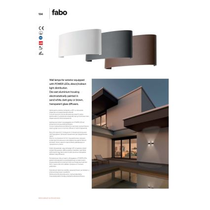 Redo 90226 - LED vägglampa för utomhusbruk FABO LED/6W/230V 3000K IP54 grå