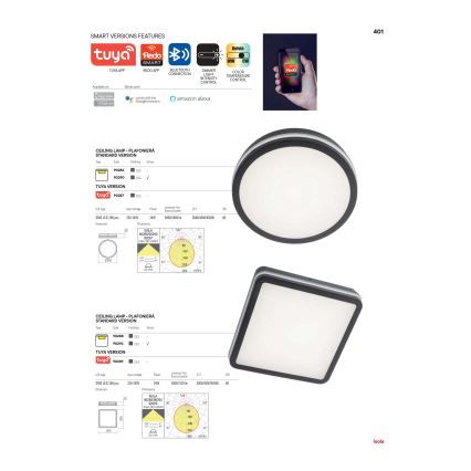 Redo 90290 - LED Utomhustaklampa med sensor ISOLA LED/24W/230V Ø 26 cm 3000/4000/6500K IP54 antracit