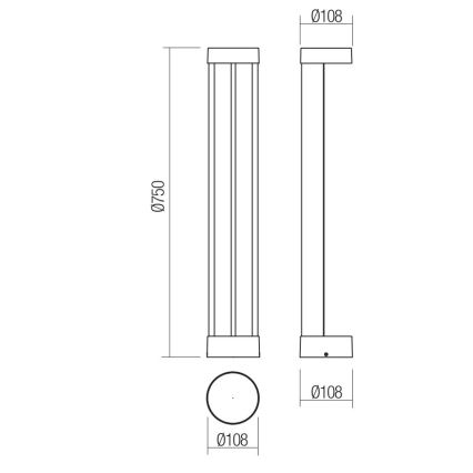 Redo 90366 - LED utomhuslampa ZEUS 11,5W/230V 3000K 75 cm IP54 brun