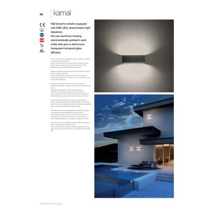 Redo 90389 - LED vägglampa för utomhusbruk KAMAL LED/15W/230V 3000K IP54 brun